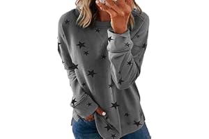 YMING Femme Col Rond Sweat-Shirts Ample Manches Longues Pulls Imprimé Sweat-Shirts