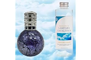M MAMA MANUELA Pack Ahorro Lámpara Catalítica Mosaico Lila + Fragancia Aroma Cotton Clean 500ml. Elimina Malos olores e impurezas, perfuma y Limpia.