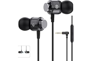 YATLOML Earphones, Wired In-ear Headphones with Pure Sound and Powerful Bass, Lightweight Wired Earphones with Microphone and Volume Control, Wired Earbuds for Samsung, Android, Smartphones and 3.5mm Devices
