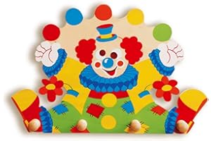 Dida - Clown, Porte-Manteau Mural pour Enfants, Patère Murale en Bois pour la Chambre d'Enfant, Style Montessori, Solution Fonctionnelle pour Organiser et Décorer les Espaces Enfants
