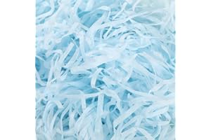 QIKAARA 200g Raffia Füllmaterial Geschenk, Hellblau Hamper Shreds, Raffia Geschreddertes Papier, Geschenk Füllmaterial für Geschenkbox Dekorations DIY Party Füllung Filling Material Gift Shred Light Blue