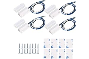 GUUZI 4 Juegos NO/NC Cableado de Interruptor Magnético Sensor de Puerta Empotrado Interruptor de Láminas de Contacto de Ventana Oculta para Control de Acceso Reemplazar Sistema de Alarma(Blanco)