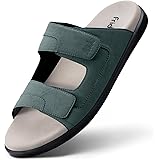 Frido Comfort Dual Strap Sandals for Men with Bounce Back Cushioned Footbed, Zero Drop Sole for Arch Support Pain Relief, Lightweight Anti-Skid, Adjustable Velcro Casual Sandals: 