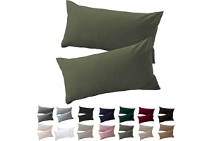 Soifox Örngott 40 x 70, uppsättning om 2 – olivgrönt örngott för kudde, 40 x 70 cm, 100 % mikrofiberbeständigt och allergivän