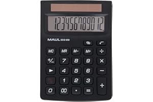 MAUL Tischrechner ECO 650 | umweltfreundlicher Solar Rechner mit 12 Stellen | Blauer Engel/uz116 | Tischrechner für Büro, Schreibtisch, Schule | 80% recycelter Kunststoff | Schwarz