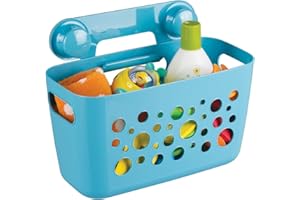 mDesign Półka pod prysznic – Akcesoria prysznicowe – Plastikowa półka prysznicowa na kosmetyki – Niebieski