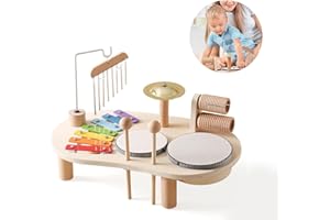 KINGBAR Tambour Jouet Bebe, Jouet Bebe 1 an, 7 en 1 Instrument de Musique Bebe, Jouets De Percussion Montessori,Xylophone Bebe pour Garçons Et Fille, Enfant Cadeau