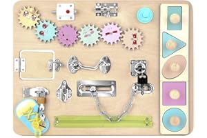 TTLIFE Busy Board Montessori pour Enfant, Jouets Sensoriels en Bois, pour Apprendre la Motricité Fine et Les Compétences de Base de la Vie Jouets Éducatifs Préscolaires Cadeau