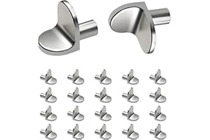 LTMMC 20PCS Zinc Alloy Shelf Support Pegs 5mm, L-Shaped Cupboard Shelf Pegs, Shelf Pins for Kitchen Cabinets, Wardrobes, Bookcases, Chair Trays