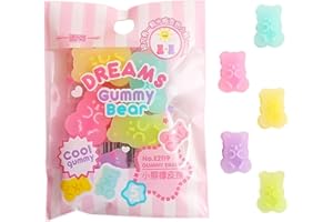 WYJUAN 5PCS Cute Erasers - Colorful Gummy Bear Cabochons | Cartoon Bear Pencil Erasers | Animals | Interactive Eraser Pets | Stationery Supplies School Reward