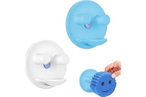 ZYBLSSBB 2er-Pack Scrub Mommy-Halterung, Scrub Mommy,Smiley-Schwamm-Ständer mit Saugnapf für Küche und Bad,Schwamm Nicht im Lieferumfang enthalten(blau und weiß)
