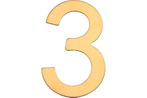 EXTIFF Numéro de boite aux lettres, Chiffre de rue, Maison en Acier Inoxydable Doré - Adhésif Autocollant fort - 76 mm - 3 - Trois