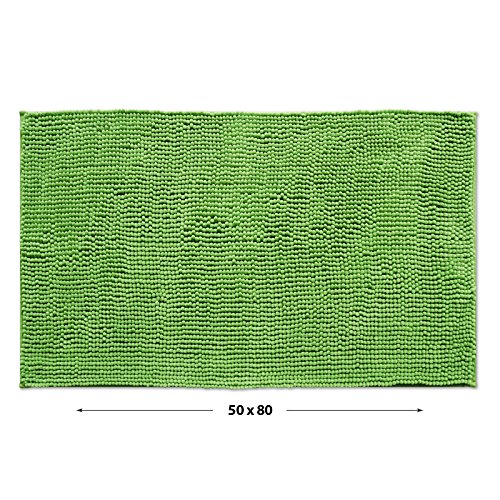 Chenille Badematte Coral | moderner Microfaser Badvorleger in Trendfarben | ÖKO TEX Standard 100 | Komfortgröße 50×80 cm für Badezimmer | Hellgrün - 2