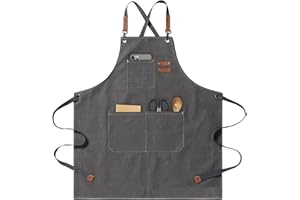 jiuzcare Kitchen Apron 68x76cm Mens Women Aprons for Cooking Cross Back Apron with 3 Pockets Adjustable Barbecue Apron Chef for BBQ Grilling Baking Gardening Barber