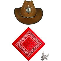 Cowboy-Kostüm-Zubehör Set – Schwarzer Wildlederimitat-Hut & Buntes Paisley-Bandana, Einheitsgröße