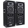 MAX Dual 6 Inch Passive DJ Speaker Pair - 600W Portable Audio System with Twin Woofers, Horn Tweeters and Integrated Handles for Parties, Discos, Events, DJs and Live Performances