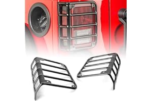 Bosmutus Compatible with Jeep Wrangler Tail Light Guard | Stainless Steel Powder Coated Brake Light Assembly Cover | 2007 – 2018 JK Unlimited [1 Pair]