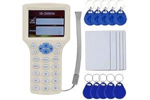 OBO HANDS Englisch RFID NFC Kopierer Leser Schriftsteller Duplizierer 10 Frequenz Programmierer mit Farbbildschirm + 5 Stücke T5577 Karte + 5 Stücke T5577 Keyfob + 5 Stücke UID Keyfob