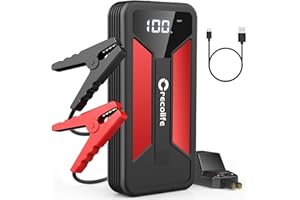 Crecolife Car Battery Booster Jump Starter Power Pack,1500A Portable Car Jump Starter Power Bank for 12V Vehicles Up to 7.0L Petrol & 5.0L Diesel Engines, With Smart Jumper and LED Torch