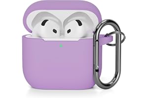 AOTUAO Compatibile con AirPods 4 Custodia Case Cover, Case Protettiva Antiurto Antiscivolo in Silicone per AirPods 4a Generazione (2024) (USB-C) Custodia con Moschettone, Lavanda