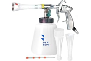 BenBow Classic Compressed Air Cleaning Gun – whirlwind effect for efficient dirt removal in car interiors – with 1-liter container, plastic nozzle, and brush nozzle