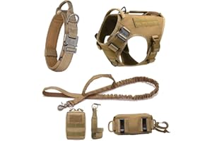 MOKATES Harnais pour chien de grande taille pour animaux de compagnie - Harnais d'entraînement et de promenade pour chiens de type berger allemand Malinois - Ensemble harnais, laisse et collier pour