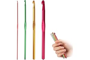 BOUMVID 4 Piezas Uego Agujas Ganchillo de Aluminio, Agujas de Ganchillo Multicolor Establece, Kit Ganchos de Ganchillo para Tejer Manualidades, para Principiantes y Profesionales (2mm 4mm 6mm 8mm)