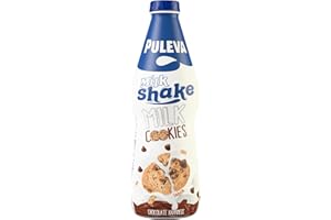Puleva Milkshakes - Batido de Milk & Cookies, Bebida Láctea de Chocolate, Sabor a Galleta, Botella Familiar, Ideal para Desayunos y Meriendas, 1 Litro
