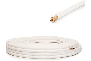 Idoneo Linea Câble de réfrigérant avec écrou de raccordement - Tube simple en cuivre isolé (1/4", 3/8", 1/2", 5/8", 3 m)