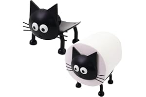 Embhlitfe Cat Toilet Roll Holder - Funny Toilet Paper Holder Free Standing Bathroom Set-3D Printed Cute Black Cat Loo Roll Holder-Funky Unique Toilet Paper Holder- Set Of 2