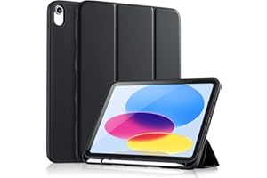 Vobafe Etui na iPada 10. generacji 2022, etui do iPada 10 z elastycznym tyłem TPU i potrójną podstawką, pokrowiec ochronny z uchwytem na rysik do iPada 25.9 cm, automatyczne budzenie / uśpienie,