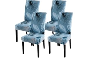 SearchI Super Fit Stretch Removable Washable Short Dining Chair Covers Slipcover Protector, Spandex Fabric Chair Cover for Dining Room, Hotel, Ceremony (Blue, 4 per Set) …