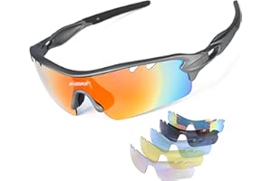 INBIKE Gafas Sol Polarizadas Ciclismo Hombre Mujer con 5 Lentes Intercambiables UV400 Y Montura De TR-90, Gafas Sol Deportivas para Running MTB Bicicleta 100% De Protección UV