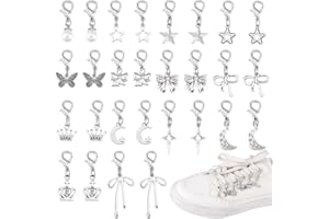 PH PandaHall 28pcs Clip Sur Charm Pendentifs Agrémenter Chaussures Charms 14 Styles Bijoux Lacets Basket Breloques de Chaussures avec Fermoir pour Bijoux de Baskets, Fermetures Éclair