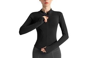 Dresmannst Sportshirt Damen Langarm, Gym Laufjacke mit Langer Reißverschluss, Leicht Fitness Oberteile Sweatshirt, Sportjacke mit Daumenloch