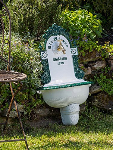 Brunnen Wandbrunnen 72cm Aluminium Waschbecken im Nostalgie antik Stil fountain - 4