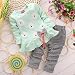 Koly Newborn Baby Clothing Sets Long-Sleeved Kids Girls Flower Bow Shirt Plaid Pant Set+1 baby headband