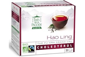 THES DE LA PAGODE Thés de La Pagode - Thé Hao Ling Bio Equitable - Format pratique et économique - Régule le cholestérol - 30 infusettes