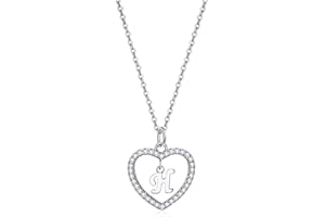 ZYAWP Heart Initial Necklace for Women Personalised Silver Necklace Letter A-Z Name Pendant a Necklaces CZ Jewelry Message Card Gifts for Girls