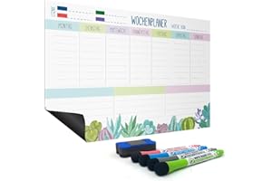 JOEJI'S KITCHEN Joeji's planer tygodniowy, zmywalny magnesem, magnetyczny planer gospodarstwa domowego, kalendarz na lodówkę i tablica memo | magnetyczny kalendarz suchościeralny