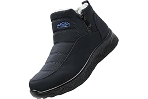 GENERISCH Stivaletti da uomo e da donna in pelle, stivali corti piatti, stivali impermeabili, comodi, antiscivolo, scarpe ortopediche leggere, slip-on larghe, scarpe da giardino, biker, stivali da pioggia