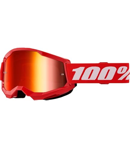 100% ARMEGA HiPER Maschera Izi Con Lente Blu Specchio - Ultrawide, Sgancio Rapido, Per Motocross E MTB