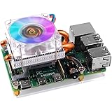 GeeekPi Raspberry Pi Low Profile CPU Cooler, Raspberry Pi Horizontal Ice Tower Refroidisseur, RGB Ventilateur avec Raspberry 