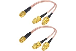 YILIANDUO Câble répartiteur SMA mâle vers double adaptateur RP-SMA femelle répartiteur en V pour connecteur d'antenne WiFi 15 cm (2 pièces)