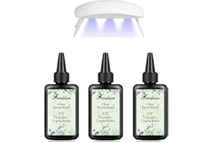 FRENSHION Lampada inclusa + 3PCSX 100ML Resina epossidica trasparente trasparente Resina UV non tossica per la creazione di gioielli fai-da-te, polimerizzazione rapida senza bisogno di mescolare