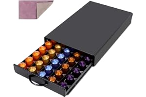 Zvonema Rangement Capsule Nespresso, Tiroir Capsules Nespresso, Porte Capsules pour 45 Capsules, Métal Supports pour Capsules de Café avec Fond Antidérapant, pour Cuisine, Bureau, Café