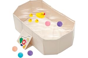 SUPPUIMNT Vikbart Babybadkar, Stort Badkar för Småbarn 0–8 år, Bärbar Duschkar med Newborn Support, Integrerat Badkar med Dräneringsskruv (Tufty