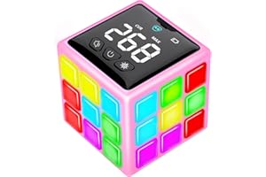 Xinbeiya Rechargeable Game Handheld Cube, 15 Fun Brain & Memory Game with Score Screen, Cool Toys for Kids, Christmas Birthday Gifts for Boys Girls Aged 6-12+ Years Old (Light Pink)