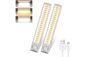 DFGOTOP Luce Armadio LED con Sensore di Movimento, lampada led Ricaricabile Senza Fili con Striscia Magnetica Adesiva, Lampada Notturna Magnetico USB Per Scale (80LED-22CM-2)