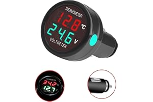 HUAZIZ Termómetro de Voltímetro Digital 2 e 1 DC 12V 24V 36V, Medidor de Temperatura de Voltaje de La Batería Lndicador de Indicador de Medidor para Auto Car Truck Bus (Rojo+verde)